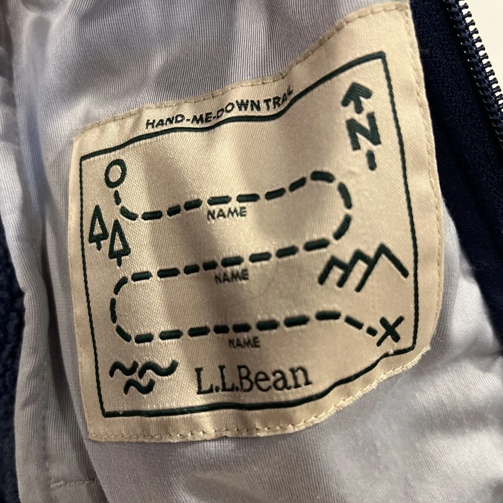 LL Bean Sweater Fleece Jacket Kids Large Sz 8 Blue Hoodie Full Zip‎ Unisex Child